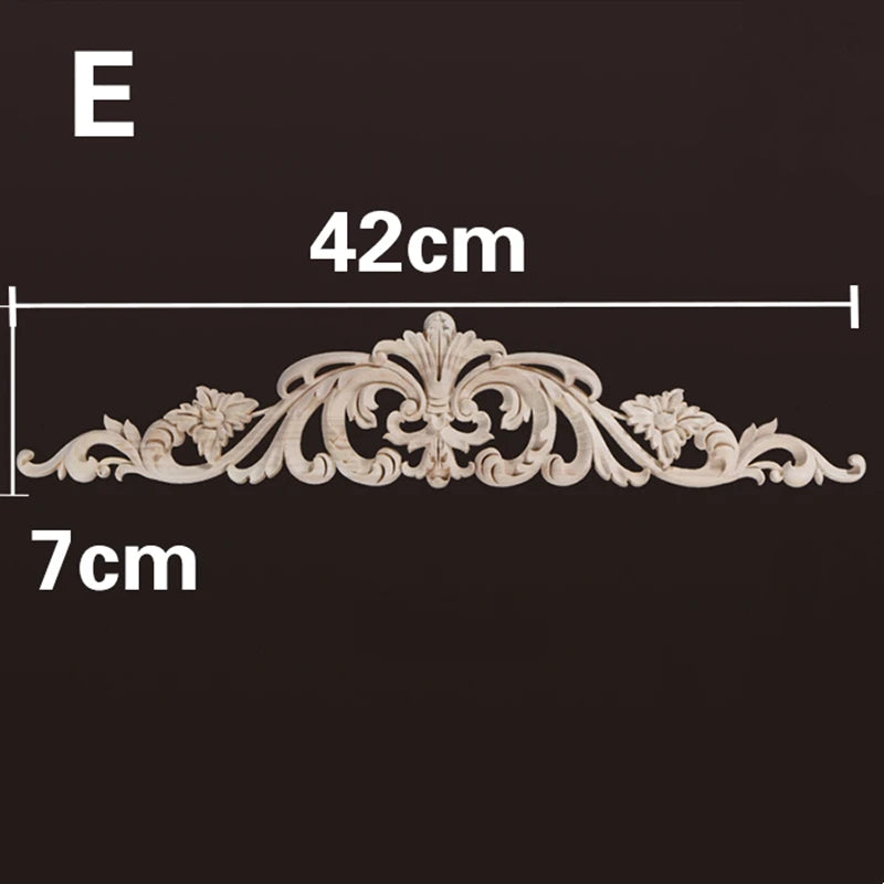 Wood Appliques and Onlays Natural Furniture Wall Door Woodcarving Decorative Long Flower Wooden Figurines Crafts Corner Frame