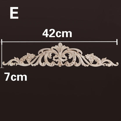 Wood Appliques and Onlays Natural Furniture Wall Door Woodcarving Decorative Long Flower Wooden Figurines Crafts Corner Frame