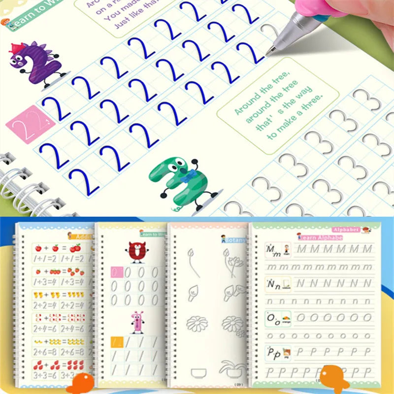 Reusable Magic Copybook Drawing Toys for Children Montessori Pen Control Training Writing Sticker Learning Educational Toy Ki