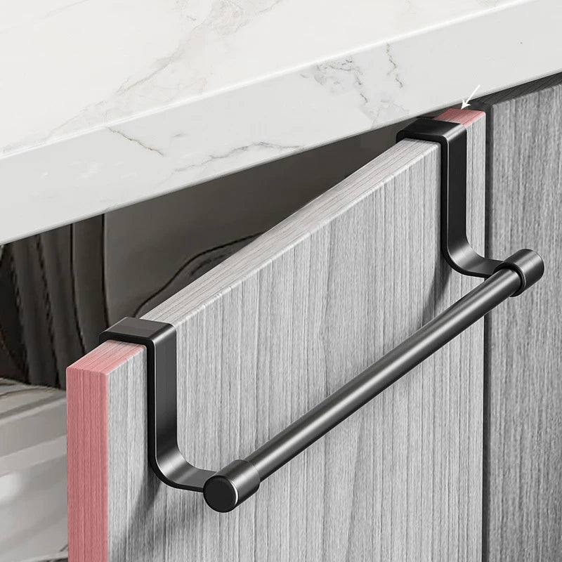 Towel Rod Steel Metal Wire Over Cabinet Towel Rack Storage Organizer Bathroom Door Hanging Towel Rack Punch-free Rag Hanger