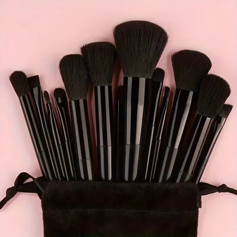 13 PCS Makeup Brushes Set Eye Shadow Foundation Women Cosmetic Brush Eyeshadow Blush Beauty Soft Make Up Tools Bag - Black