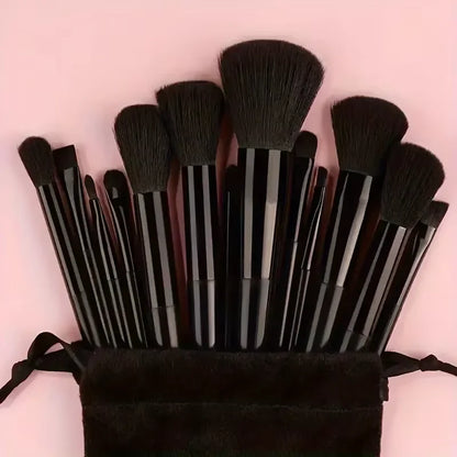 13 PCS Makeup Brushes Set Eye Shadow Foundation Women Cosmetic Brush Eyeshadow Blush Beauty Soft Make Up Tools Bag - Black