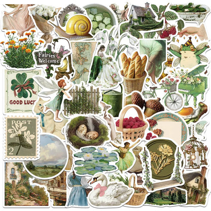 10/30/50PCS Vintage Aesthetic Stickers Series Rural Life Graffiti Children's Toys DIY Notebook Phone iPad Decoration - H-A595