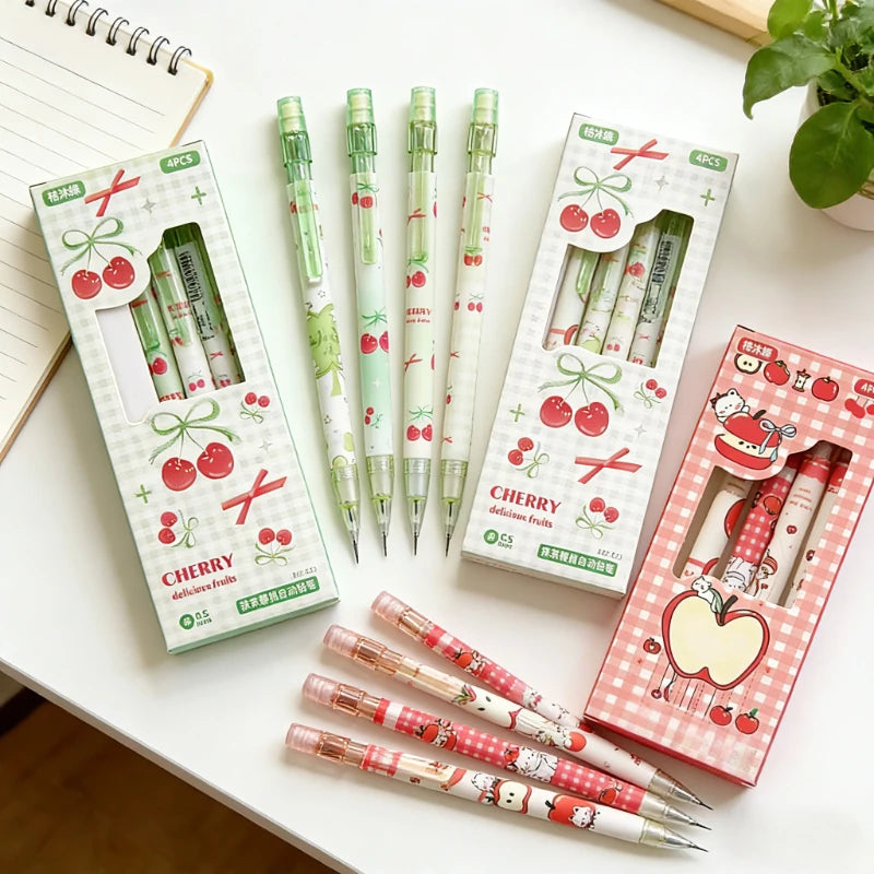 4Pcs 0.5mm Mechanical Pencils with Eraser Smooth Writing Erasable Press Automatic Pencil School Office Supply Student Station