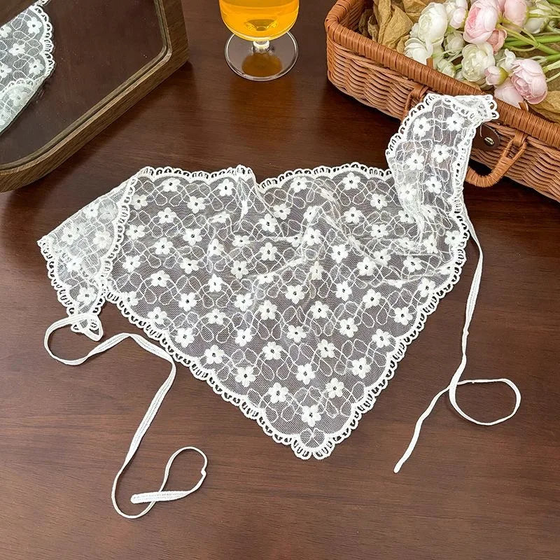 Multi Functional Triangle Scarf Cream Color Lace Waist Tie Belt Headband Bohemian Style Women Accessories