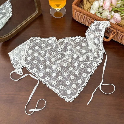 Multi Functional Triangle Scarf Cream Color Lace Waist Tie Belt Headband Bohemian Style Women Accessories