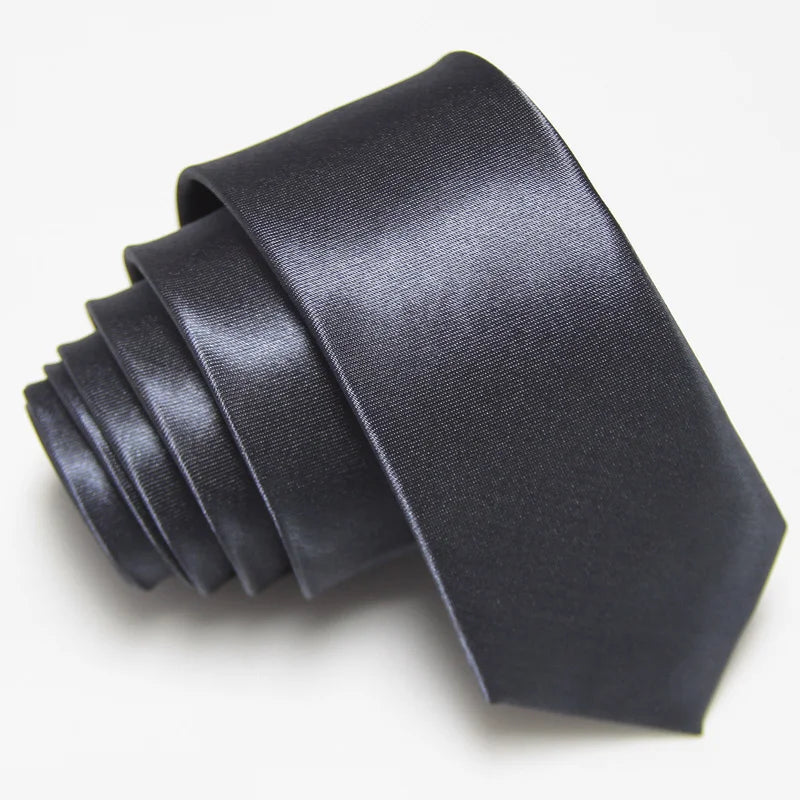 Fashion 5CM Skinny Slim Narrow Ties for man Solid Color Black Red Blue Patterns Necktie For mens Neck Tie Neckwear - Dark Gra