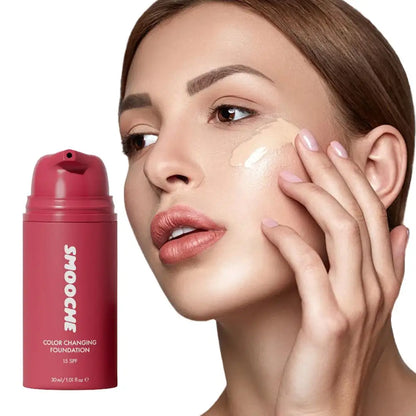 SMOOCHE Color Changing Foundation SPF15 Long-lasting Makeup Base Hydrating Lightweight Magic Waterproof Coverage Face Skin To