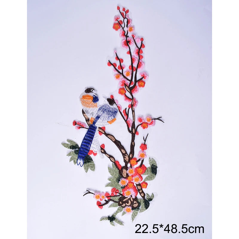 1Pc Bird Phoenix Peacock Cran Embroidery Flower Lace Fabric Patch Diy Clothes Repair Badge Sew On Patches For Clothing