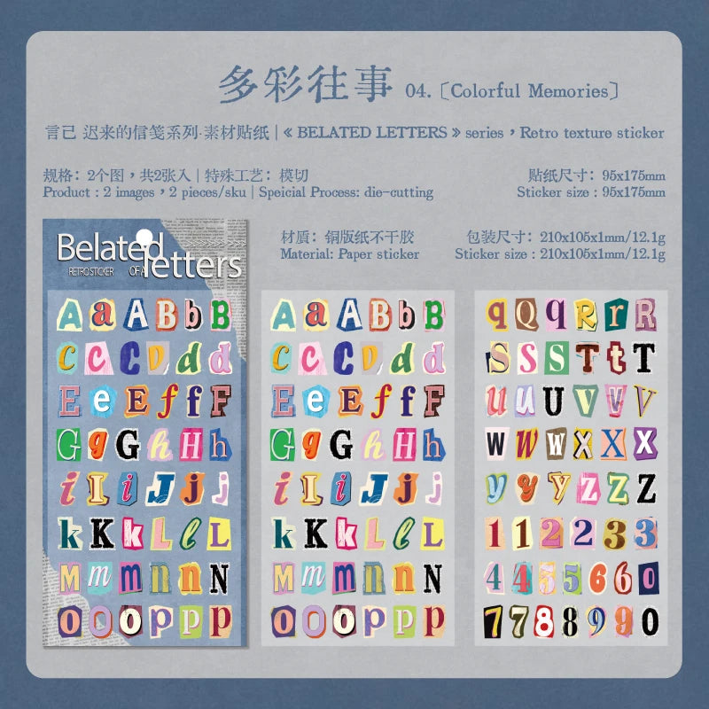 Journal GO 2pcs English Alphabet Number Symbol Stickers Vintage Scrapbook Aesthetic Journaling Supplies Kit Retro Letter Stic