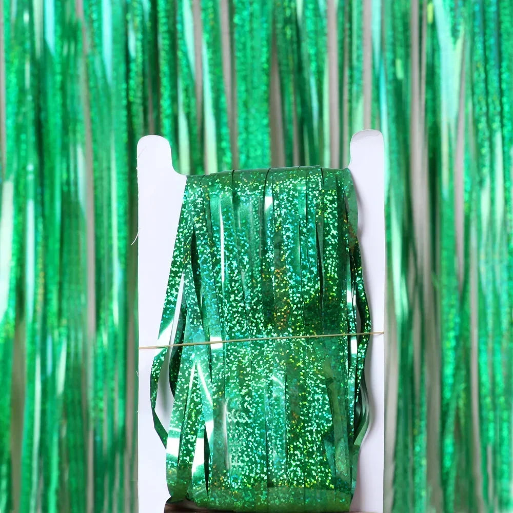 Gold Foil Curtain Fringe Pink For Backdrop Party Back Drop Photo Booth Wedding Graduations Birthday Christmas Event - Green /