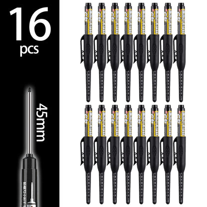 4-60Pcs 45mm Long Nib Head Carpenter Pen Deep Hole Marker Pens Black/Blue/Red/White for Measuring Woodworking Hand Tools - Bl