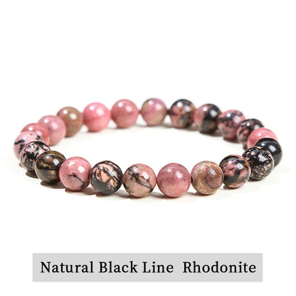 JD Natural Stone Beads Bracelet Amethyst Tiger Eye Crystal Quartz Agate Gem Beads Bangles Women Men Reiki Healling Jewelry Gi