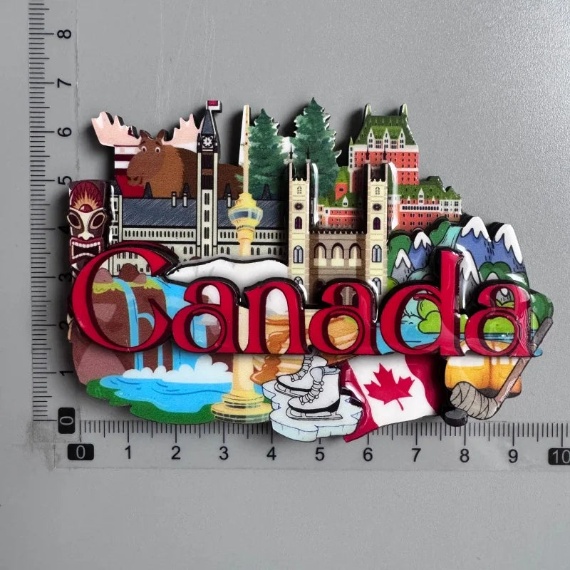 Canada Tourist Souvenir Fridge Magnets Ottawa Victoria Limeau Bridge Vancouver Quebec Toronto Bear Moose Maple Leaf Stickers 