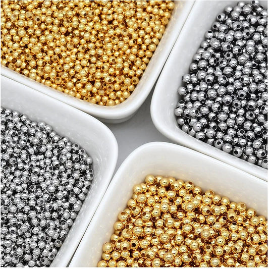 2-8mm Stainless Steel Beads for Jewelry Making Loose Spacer Beads Ball Hole 1-1.5mm for Bracelets Jewelry Components DIY Gold