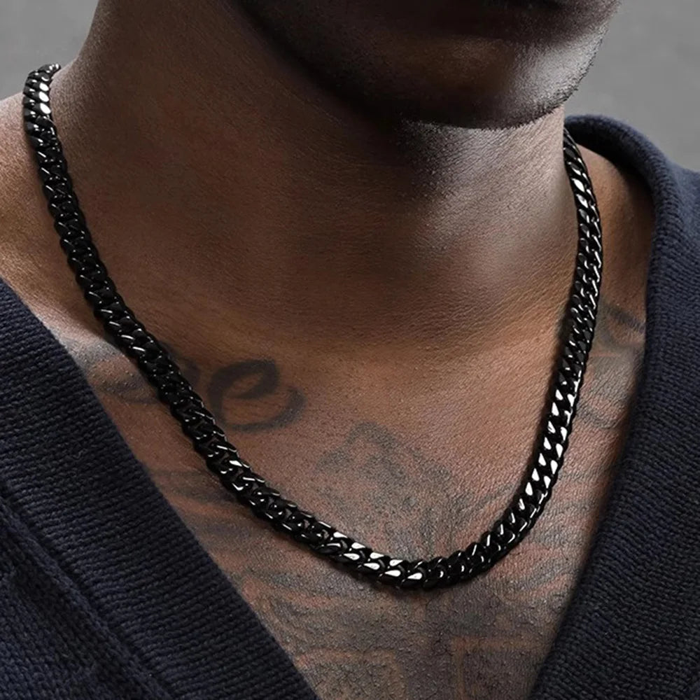 3/5/7mm Stainless Steel Cuban Link Chain Classic Punk Personality Jewelry Simple Fashion Hip-hop Couple Necklace for Men Wome