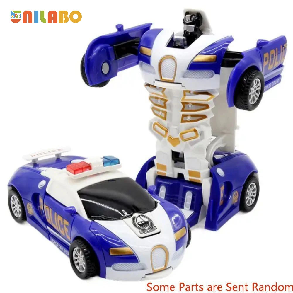Transformable Robot Sports Car Toys, No Batteries, Educational Kids Gift, Colorful Model Vehicle for Play Learning - SKY BLUE