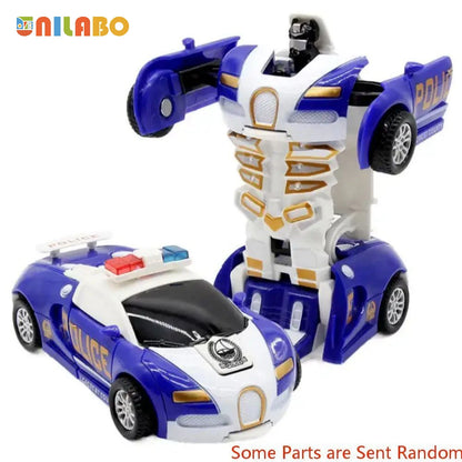 Transformable Robot Sports Car Toys, No Batteries, Educational Kids Gift, Colorful Model Vehicle for Play Learning - SKY BLUE