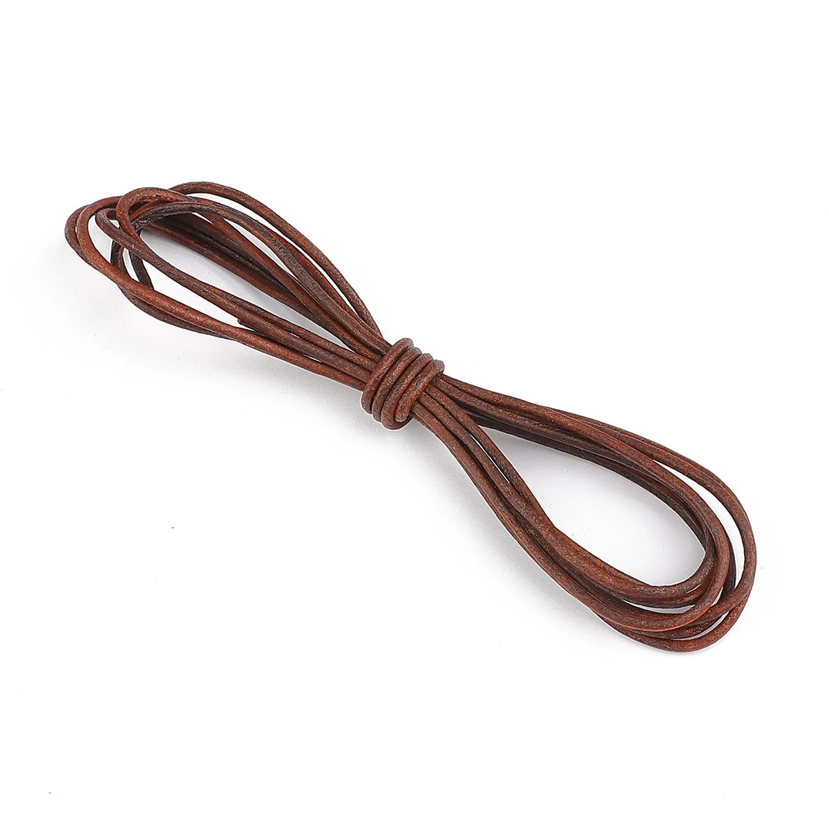 2m Vintage Faux Cowhide Leather Cord Strip Round/Flat Rope String DIY Bracelet Necklace Braided Craft Jewelry Making - round-