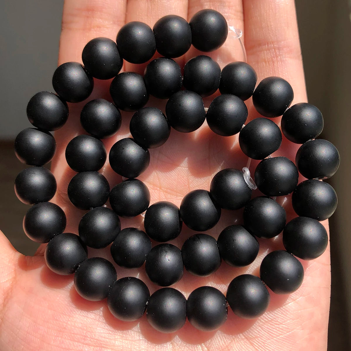 4-14mm Natural Black Volcanic Lava Stone Round Beads 15" Pick Size For Jewelry Making diy Bracelet - Matte Onyx / 4mm 95pcs b