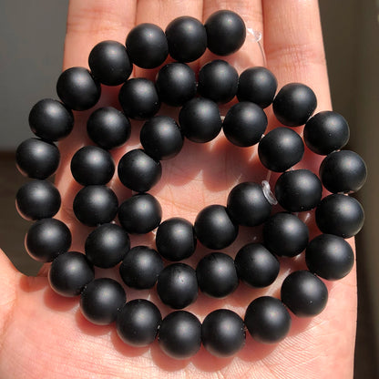 4-14mm Natural Black Volcanic Lava Stone Round Beads 15" Pick Size For Jewelry Making diy Bracelet - Matte Onyx / 4mm 95pcs b