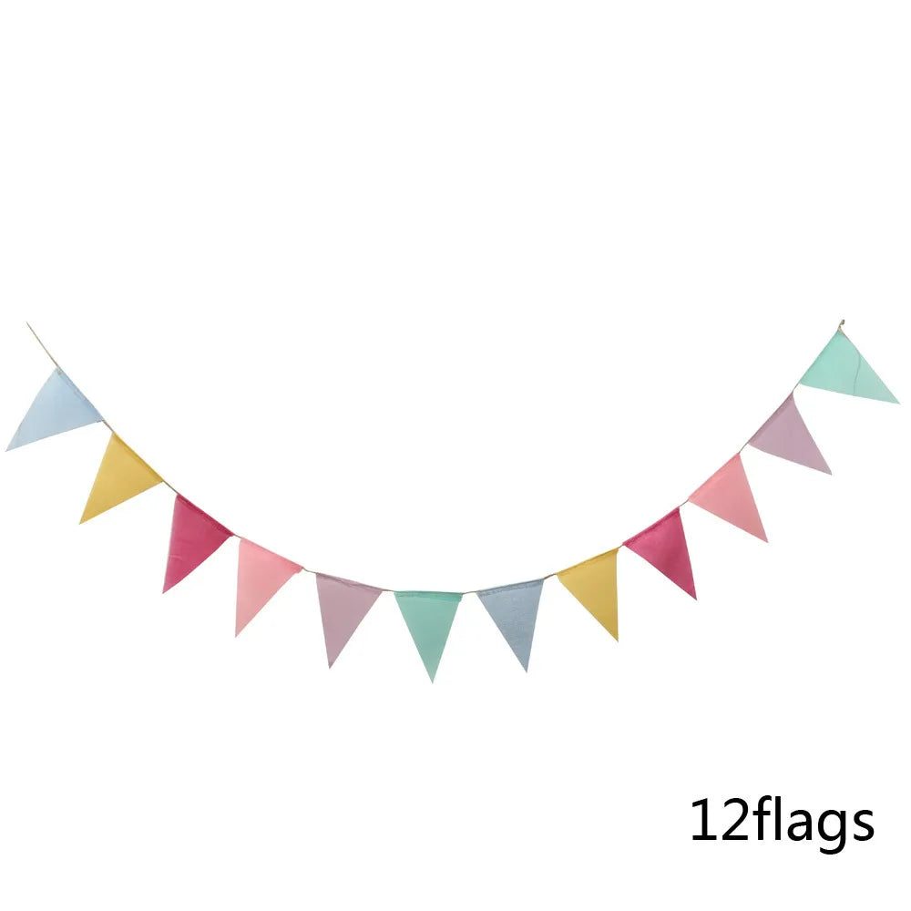 4M Colorful Jute Linen Flags Pennant Birthday Bunting Banners Wall Hanging Wedding Hanging Banner Party Garland for Home Deco