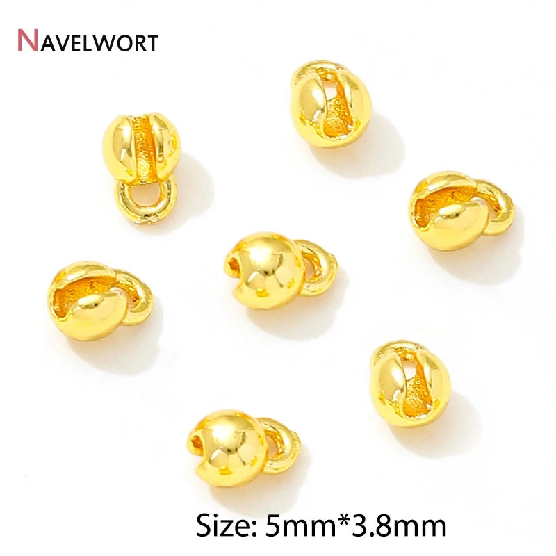 End Caps For Jewelry,10/20Pcs 18K Gold Plated Brass Metal End Caps For DIY Bracelet Necklace Making Finding,Supplies For Jewe