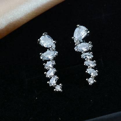 Trend Personality Geometry Studs Climb Ear Crawler Earrings Exquisite Women's Ear Accessories with Dazzling CZ Fashion Jewelr