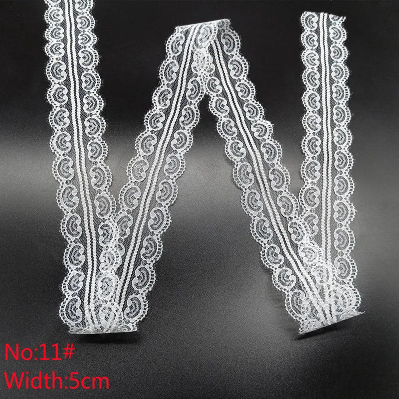 10 Yards 38 Kinds of White Lace Ribbon African Lace Fabric DIY Webbing Decoration Gifts Packing Sewing Clothes Material Craft