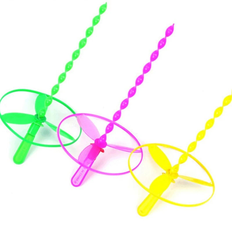 20set/bag Colorful Bamboo Dragonfly Plastic Hand Push Flying Toys Kids Birthday Party Favors Guests Treat School Goodie Fille