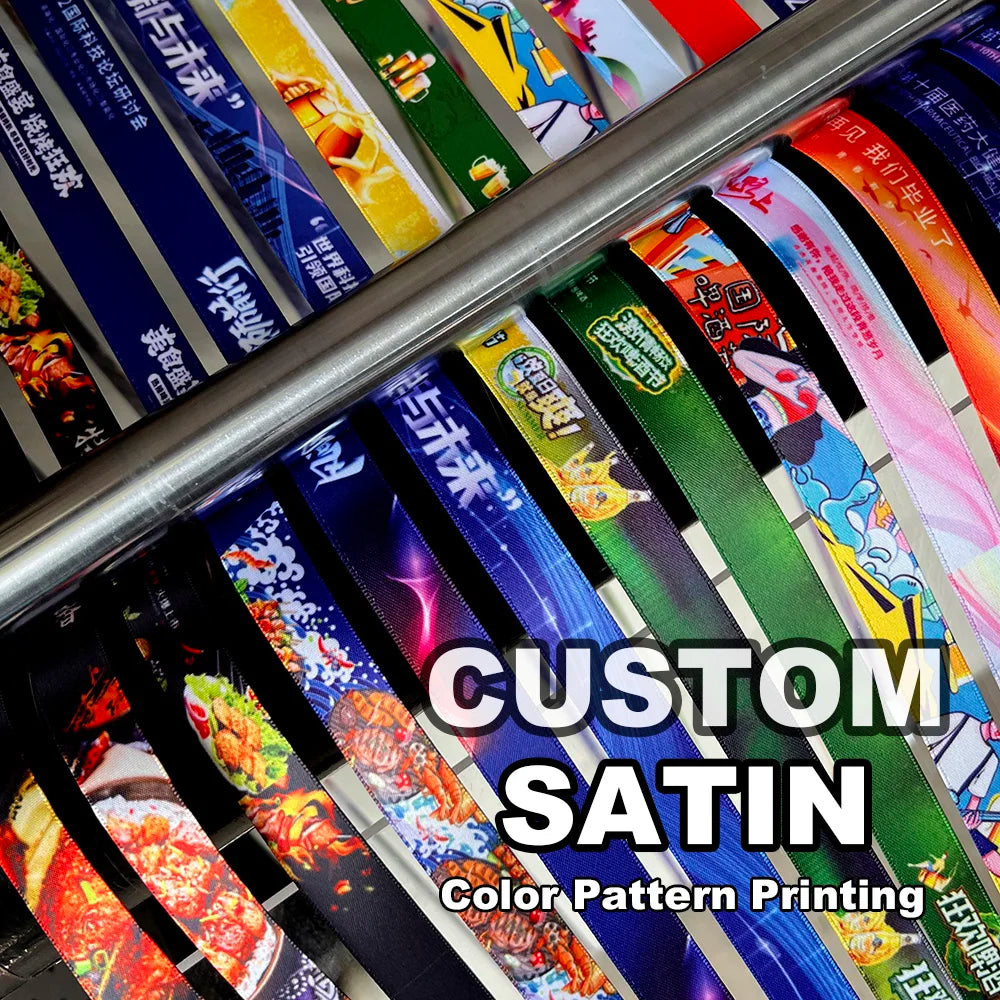 Customized Satin Grosgrain Color Pattern Printed Ribbon Personalized Label Ribbon Flower Fruit Packaging and Party Ribbon