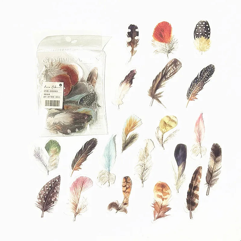 40pcs/bag Vintage Ginkgo leaves flowers PET sticker package DIY diary decoration sticker album scrapbooking - V