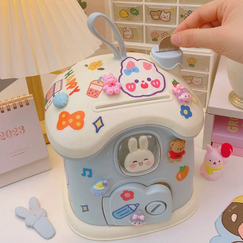 Kids Creative DIY Money Banking Toys Piggy Bank Money Saving Pot Coin Banks Coin Box With Lock Key Christmas Gift Toy For Gir