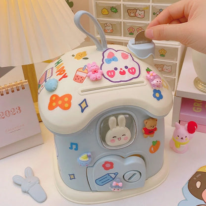 Kids Creative DIY Money Banking Toys Piggy Bank Money Saving Pot Coin Banks Coin Box With Lock Key Christmas Gift Toy For Gir