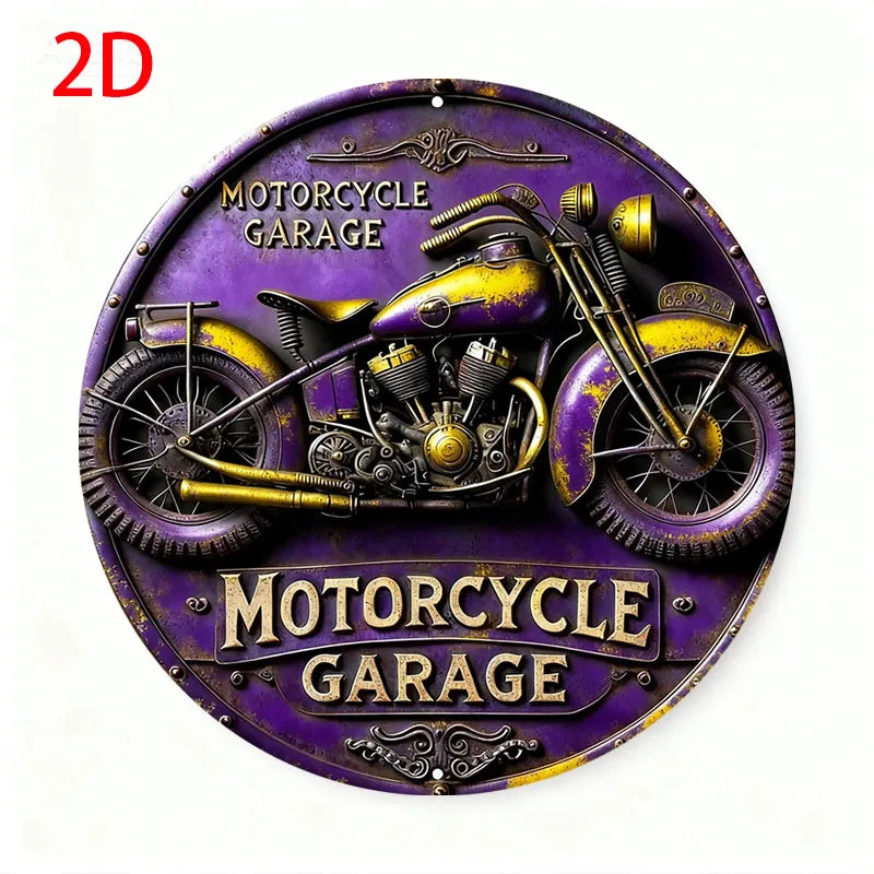 2D Vintage Round Aluminum Sign - Retro Metal Tin Sign - Motorcycle Rustic Metal Wall Art ,Room Decor Gift For Motorcycle