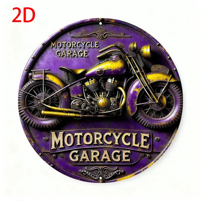 2D Vintage Round Aluminum Sign - Retro Metal Tin Sign - Motorcycle Rustic Metal Wall Art ,Room Decor Gift For Motorcycle - TY