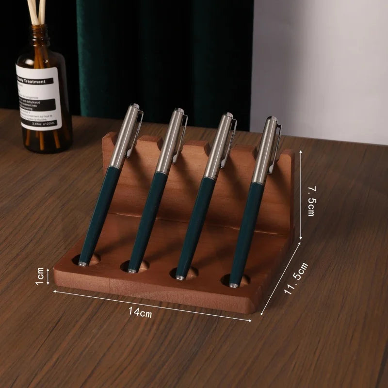 1PC Walnut Wood Multifunction Desk Organizer - Pen Holder, Phone Stand & Storage Solution for Office and School - 4-bin walnu