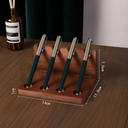1PC Walnut Wood Multifunction Desk Organizer - Pen Holder, Phone Stand & Storage Solution for Office and School - 4-bin walnu