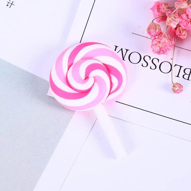 10pcs /lot Beauty Kawaii Rainbow lollipop Candy Polymer Clay Cabochons Flatback For DIY Phone Decoration - 31