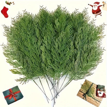 24pc Artificial Plants Pine Branches Evergreen Pines Leaves Sprigs Christmas Stem for DIY Wreath Gift Christmas Home Decorati