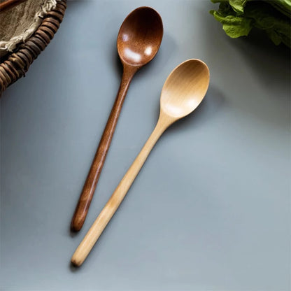2pcs Wooden Spoon Tableware Kitchen Cooking Utensil Tools Soup Tea Spoon Catering Cooking Tool Coffee Soup Teaspoon Honey Spo