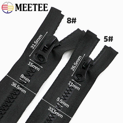 60-300cm 5# 8# Resin Zipper for Sewing Long Open-End Zippers with Single/Double Sliders Tent Coat Clothes Zip Repair Accessor