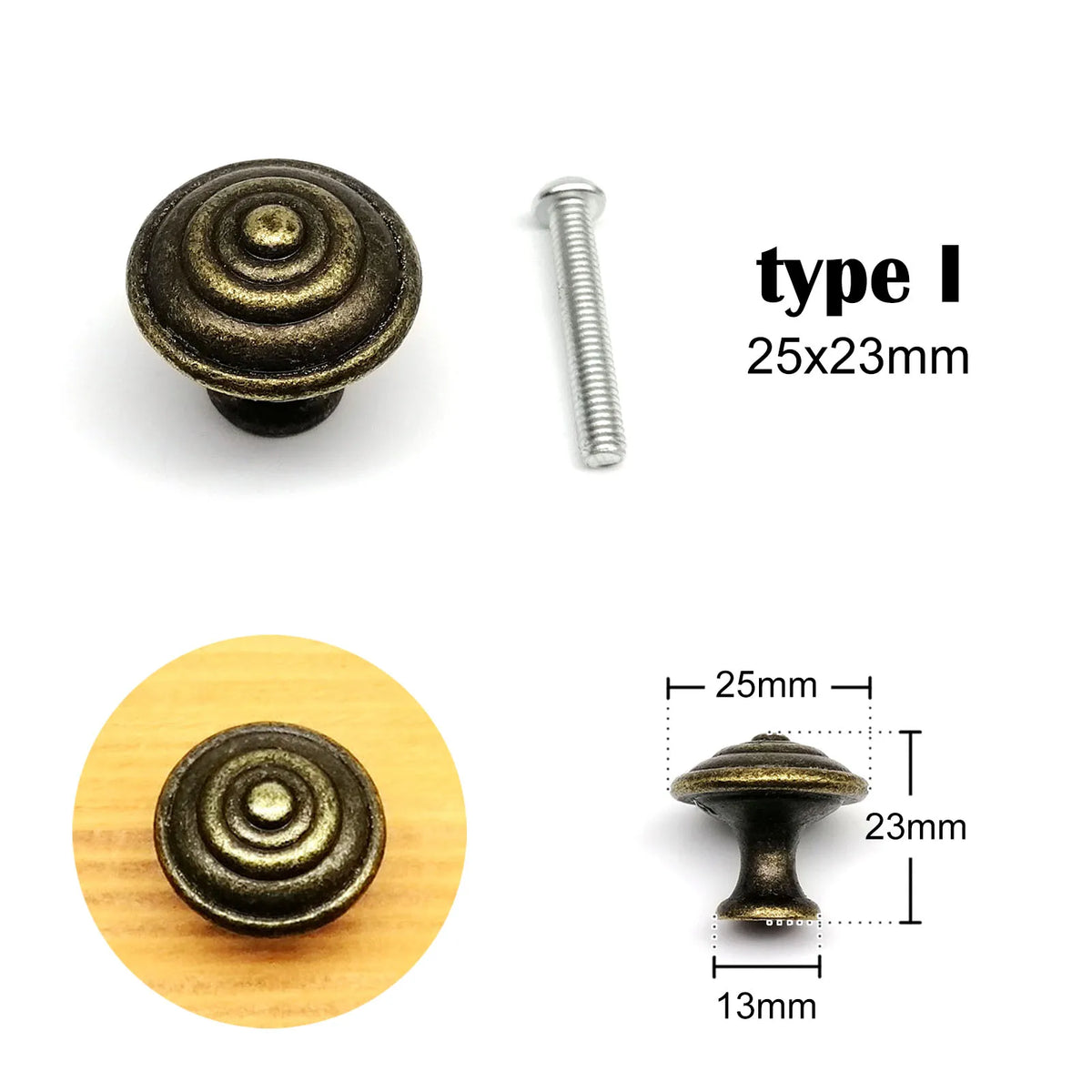 Antique brass Vintage Round Flower Furniture Cabinet Cupboard Dresser Chest Closet Drawer Door Window Handle Pull Knob - I Di