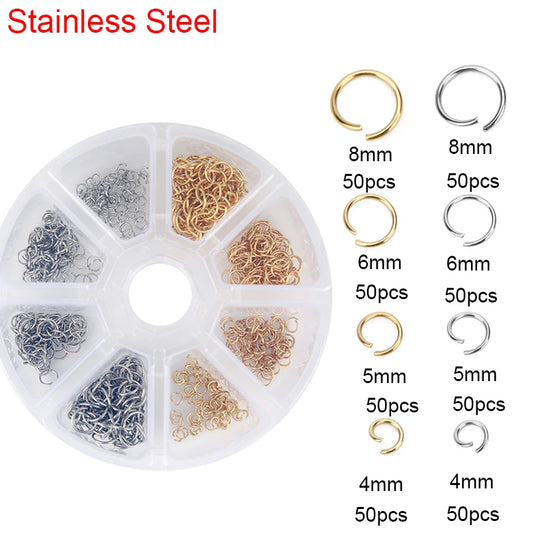 Stainless Steel Lobster Clasps Open Jump Rings Crimp Beads Caps For Diy Bracelet Necklace Supplies Jewelry Making Kit Set Box