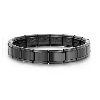2025 New Men and Women Starry Colors 18 Pieces Italian Charm Fit 9mm Stainless Steel Modular Bracelet Jewelry - Black