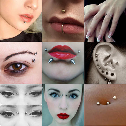 Sticker Fake Belly Eyebrow Lip Piercing Stud Non Piercied Earring Stud Set New Fake Nose Ring Piercing Jewelry Dermal Anchor 