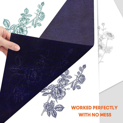 50pcs A4 Graphite Transfer Paper Tracing Painting Sheets Copy Graphite Paper for Drawing Patterns Sketch Canvas Fabric