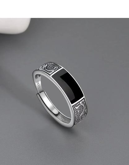 925 Sterling Silver Men's Ring Luxury black Gem For Men Wedding Fine Jewelry Accessories Party Gifts