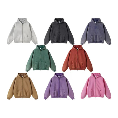 Batik fleece zippered hoodie