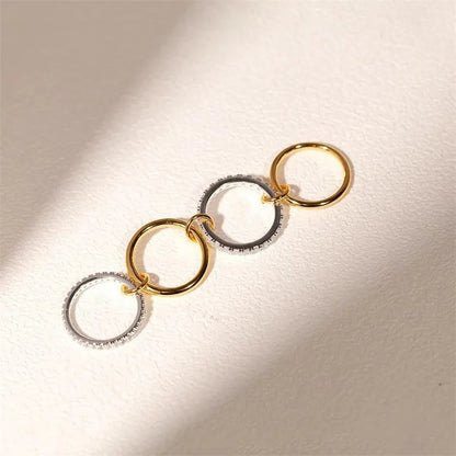 A Niche Two-Color Four-Ring Copper Jewelry Ring, Hypoallergenic, Ins Style, Stacking Artifact, Suitable For Young Wome Jewelr